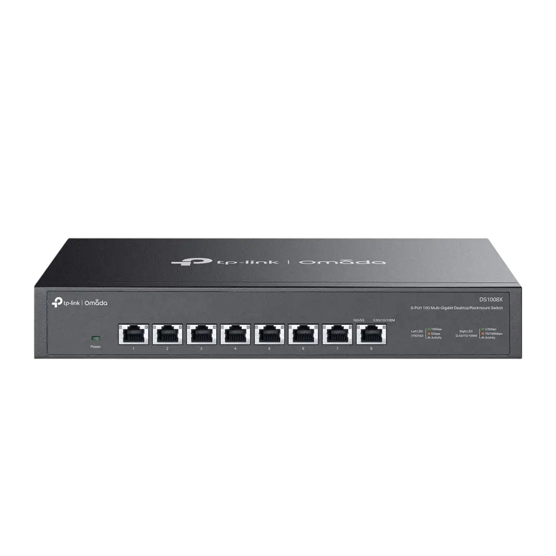 .8-port 10/100Mbps/1/2,5/10 Gbps Switch TP-LINK "DS1008X", steel case, Desk/Rackmount