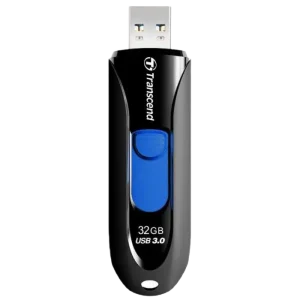 32GB USB3.1 Flash Drive Transcend "JetFlash 790", Black, Slider (R/W:90/25MB/s)