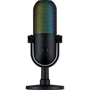 Microphones Razer Seiren V3 Chroma, 16mm Condenser Microphone, Supercardioid, 110db, -34 db, 96 kHz, 24bit, Tap-to-Mute, RGB, USB, Black