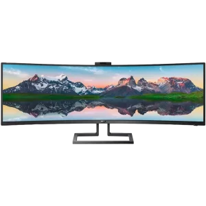 48,8" PHILIPS 499P9H,Curved-VA,5120x1440,60Hz,60Hz,AdaptiveSync,5ms,450cd,HDMI+DP+LAN,WebCAM,Spkrs