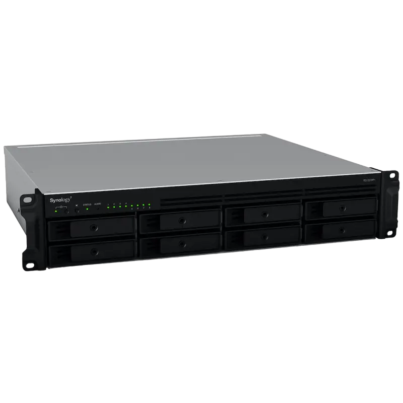 SYNOLOGY "RS1221+", 8-bay, AMD Ryzen 4-core 2.2Ghz, 4Gb*1+1Slot, 4x1GbE, PCIe