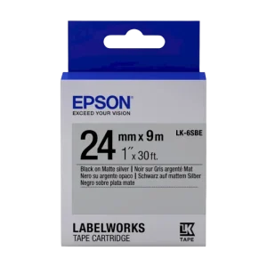 Tape Cartridge EPSON LK6SBE; 24mm/9m Matte, Black/Matte Silver, C53S656009