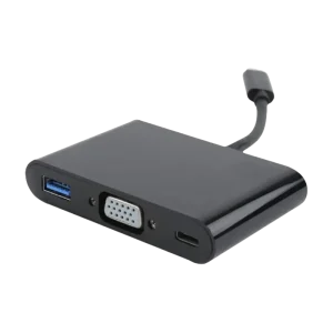 Adapter 3-in-1 Type-C to VGA/USB3.0/Type-C sockets, cable 0.15m, Cablexpert A-CM-VGA3in1-01