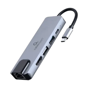 Docking Station Gembird A-CM-COMBO5-04, USB3.1, USB-C, USB2.0, HDMI, LAN, PD 87W, Metal housing
