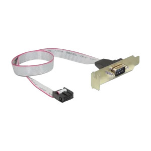 CableExpert CC-DB9ML-01, DB9 COM port receptacle on low-profile bracket, 40 cm flat cable
