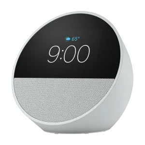 Amazon Echo Spot Smart Alarm Clock with Alexa (2024), Glacier White