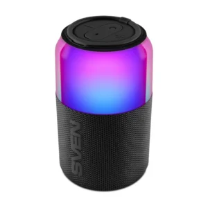 SVEN PS-130, Bluetooth Portable Speaker, 10W RMS, Dynamic switchable RGB backlight, TWS, built-in lithium battery -1800 mAh, USB, black
